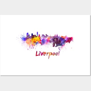 Liverpool skyline in watercolor Posters and Art